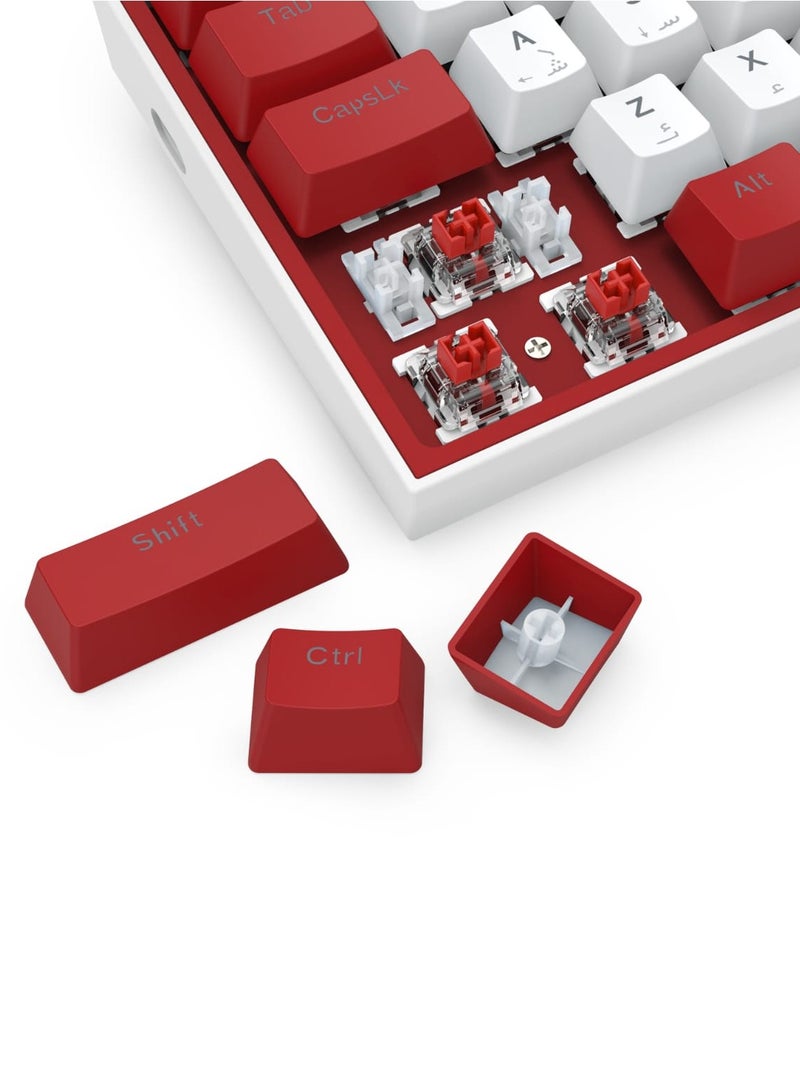 REDRAGON - FIZZ K617 60% Wired Mechanical Keyboard, Red Switches, No-Slip Stand, Vibrant RGB, Hot-Swappable, 20 Presets Backlighting, Detachable Type-C Cable, English Layout , (White - Red) - Image 1