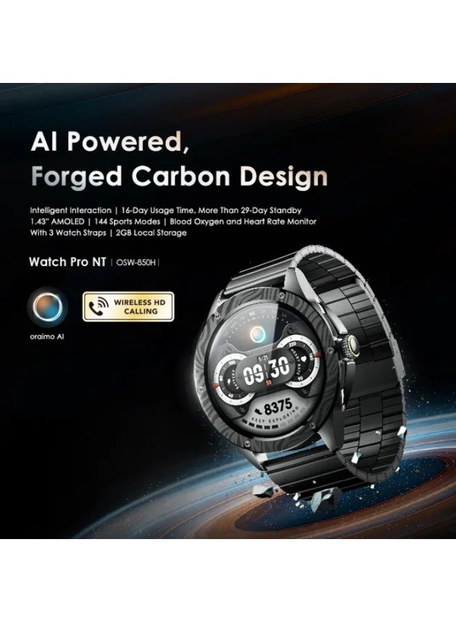 Oraimo Watch Pro NT 1.43" AMOLED AI Powered Smart Watch Black  - Image 2