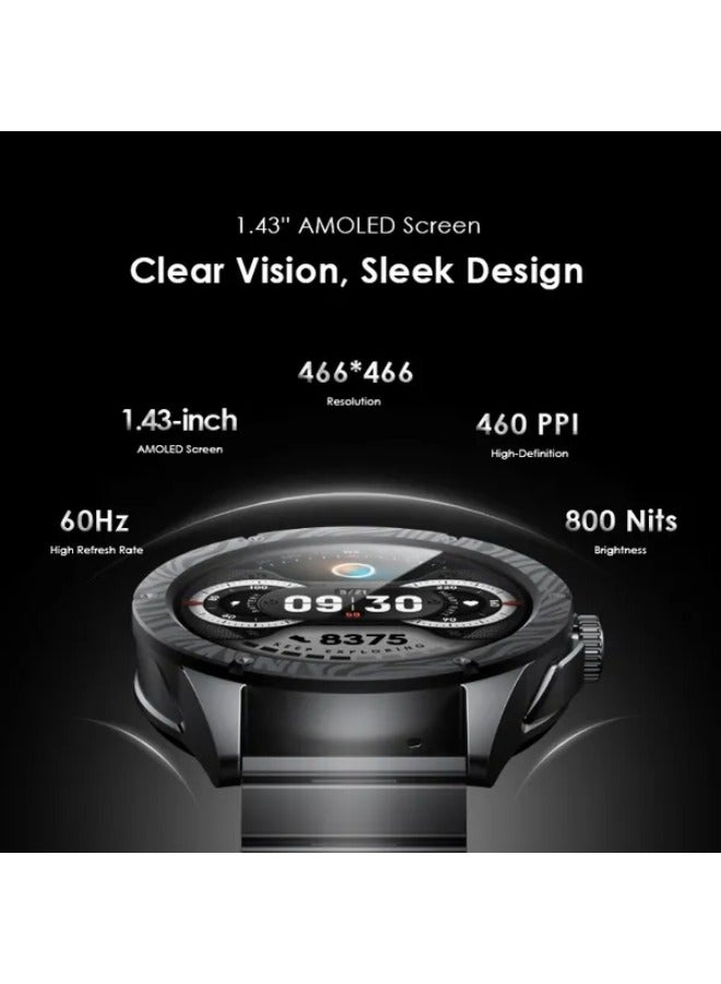 Oraimo Watch Pro NT 1.43" AMOLED AI Powered Smart Watch Black  - Image 5