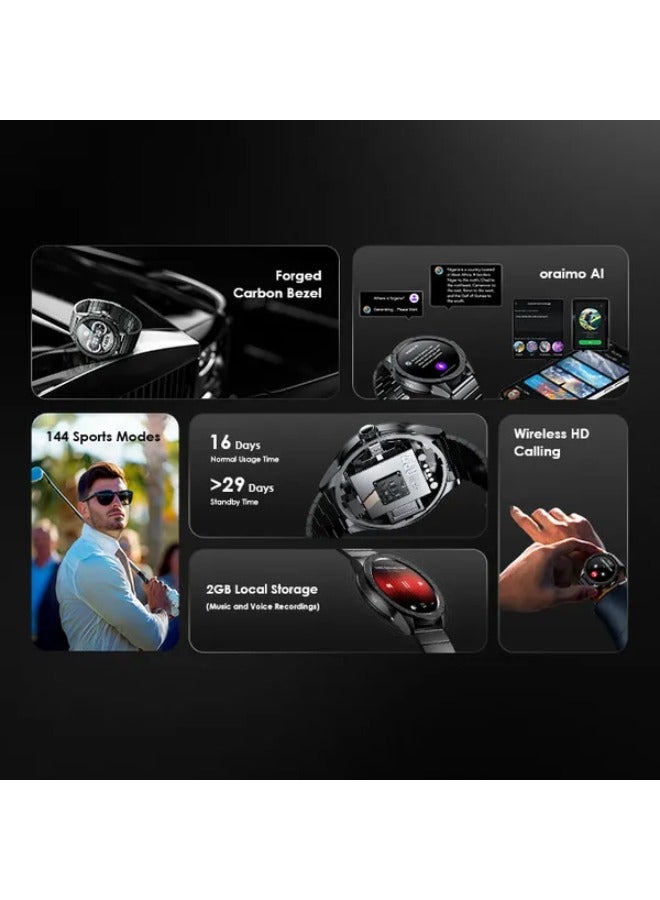 Oraimo - Watch Pro NT 1.43" AMOLED AI Powered Smart Watch Black - Image 1