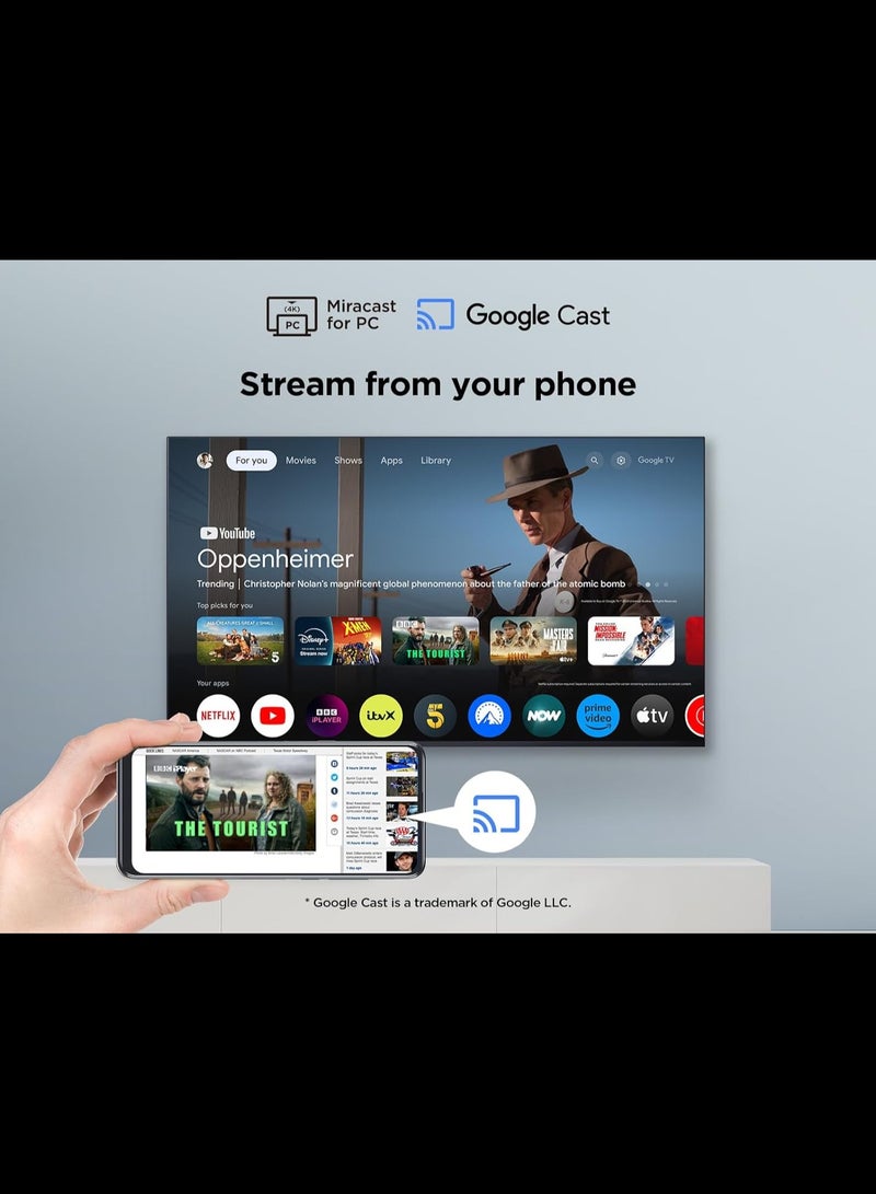 تي سي إل - 55-Inch P6K LED 4K UHD HDR Smart TV |Google TV, 60Hz, HDR 10, AiPQ Processor, Dolby Audio, MEMC, HDMI 2.1, Bluetooth 5.2, WiFi 5, Bezel-less Design, (2025 Model) 55P6K Black - Image 1