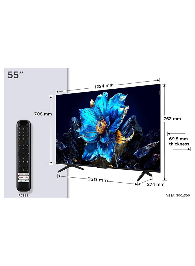 TCL 55-Inch P7K QLED 4K UHD Smart TV | Google TV, 60Hz, HDR10+, Dolby Vision & Atmos, AiPQ Processor, Game Master, DTS Virtual:X, Slim Uni-body (2025 Model) 55P7K black  - Image 2