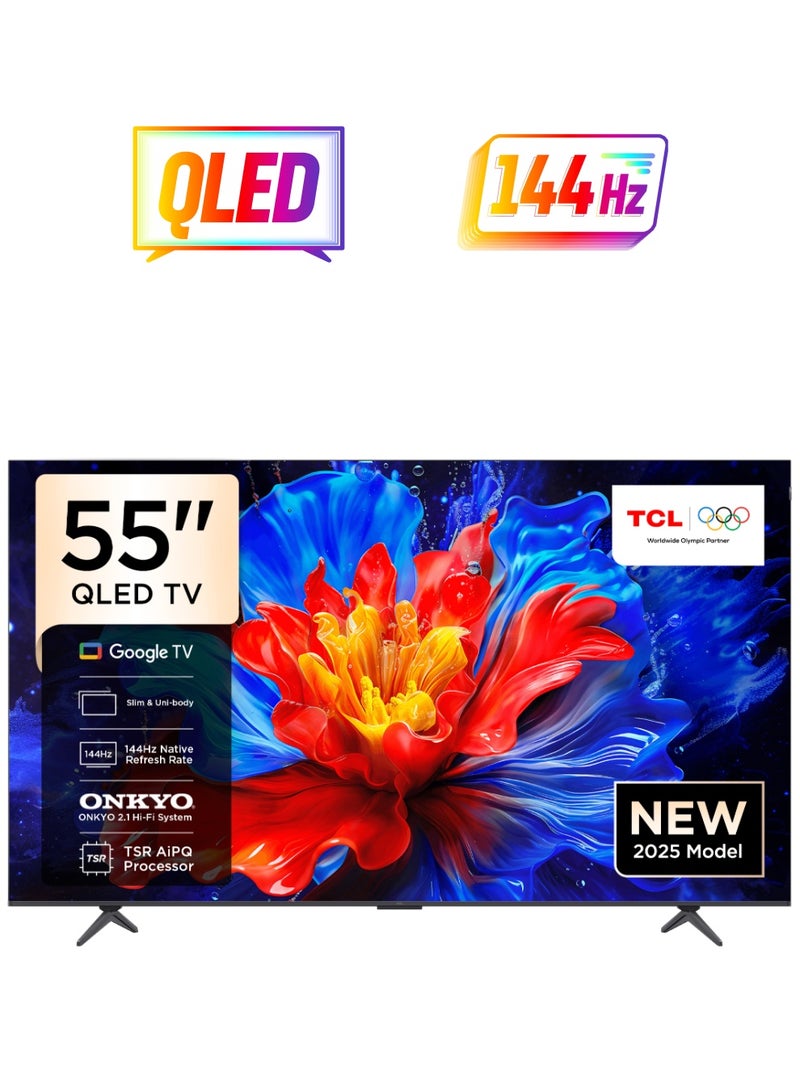 TCL 55-Inch P8K QLED 4K UHD Smart TV | Google TV, 144Hz, HDR10+, AiPQ Pro Processor, ONKYO 2.1 Audio, Dolby Atmos, DTS Virtual:X, Slim Uni-body (2025 Model) 55P8K black - Image 1