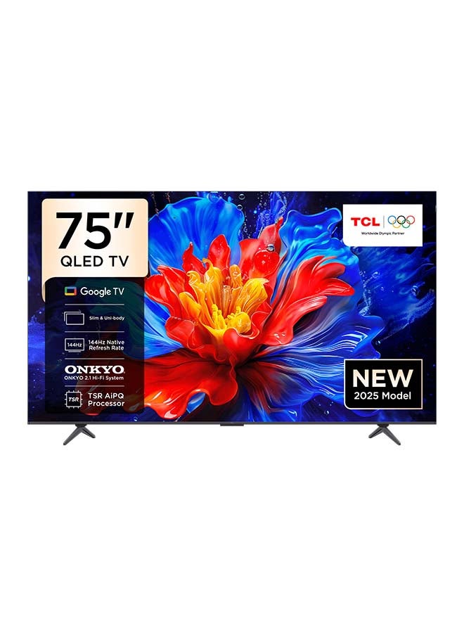 75-Inch P8K QLED 4K UHD Smart TV | Google TV, 144Hz, HDR10+, AiPQ Pro Processor, ONKYO 2.1 Audio, Dolby Atmos, DTS Virtual:X, Slim Uni-body (2025 Model) 75P8K black