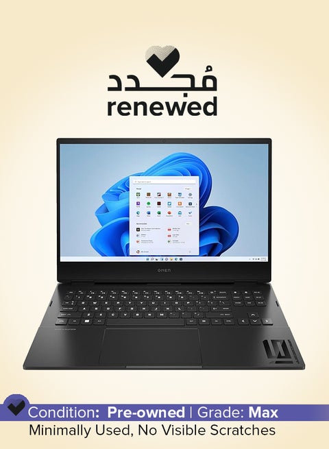 Renewed - Omen 15 Gaming Laptop With 16-Inch Full HD Display, Core i5 Processor/Quad Core/12th Gen/16GB RAM/1TB SSD/4GB Nvidia GeForce RTX 3050 Graphics/Windows 11 Home English Black