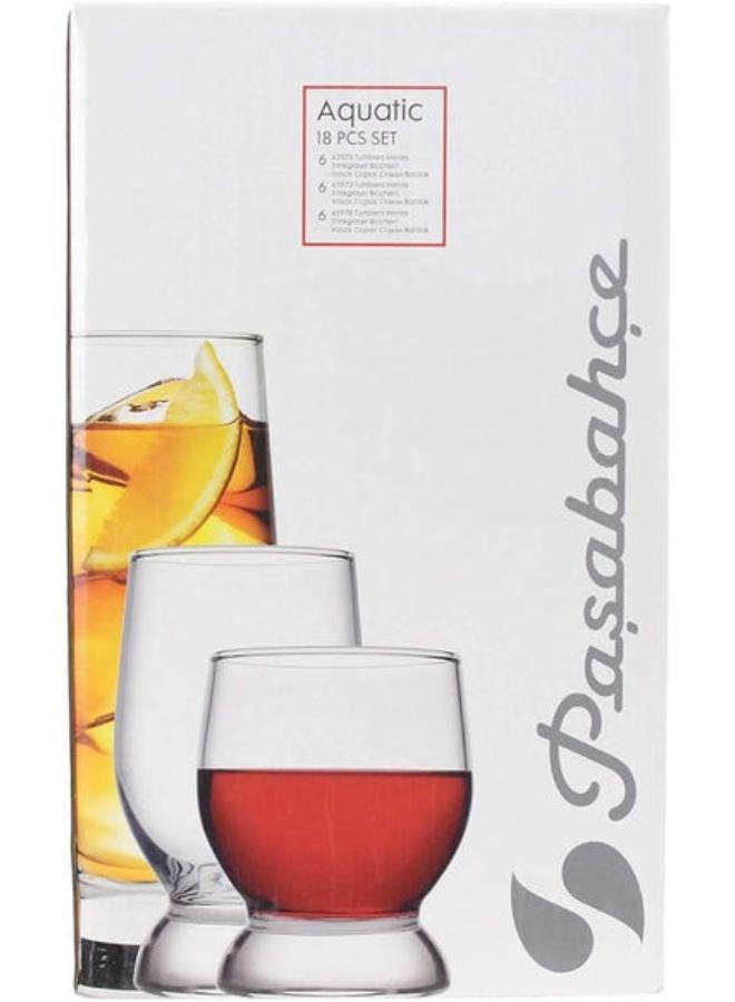باساباتشي Pack Of 18 Aquatic Glasses set 6 220 - 6 225 - 6 370 ml-Clear clear  - Image 2