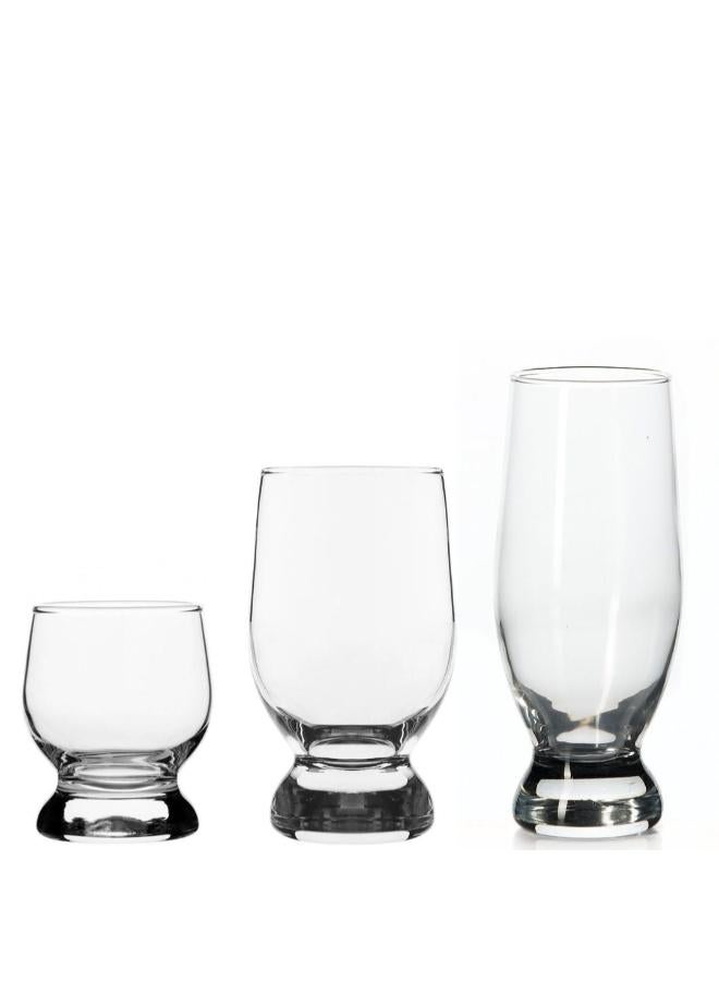 باساباتشي Pack Of 18 Aquatic Glasses set 6 220 - 6 225 - 6 370 ml-Clear clear  - Image 1