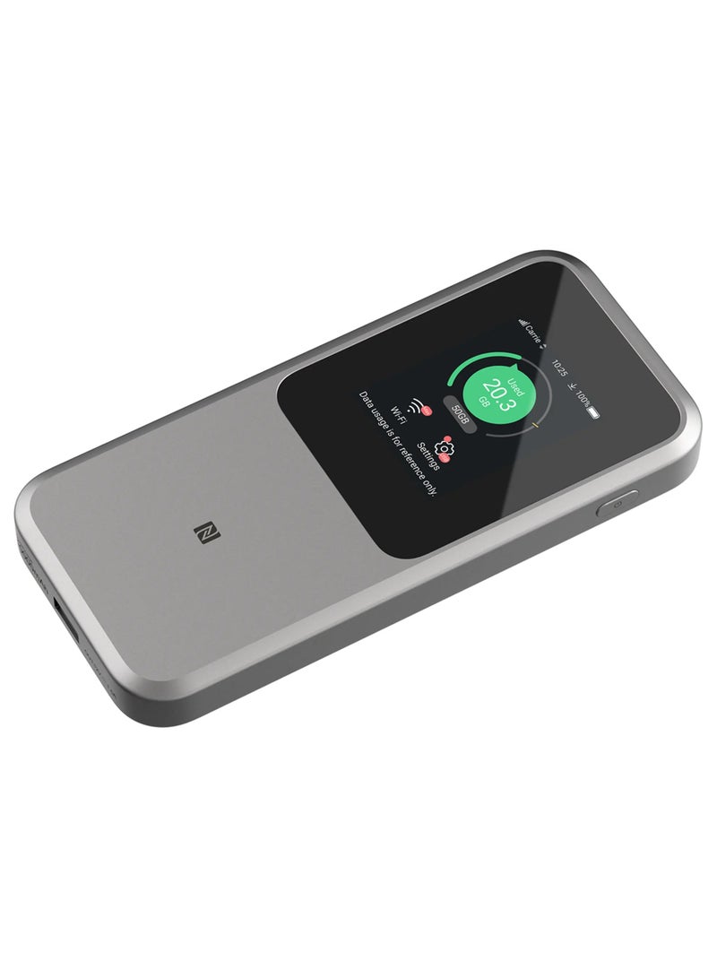 ZTE - U50 Pro 5G WiFi Mobile Hotspot Router, Unlock with SIM Card Slot WIFI 6 With10000mAh 3600Mbps NSA+SA grey - Image 1