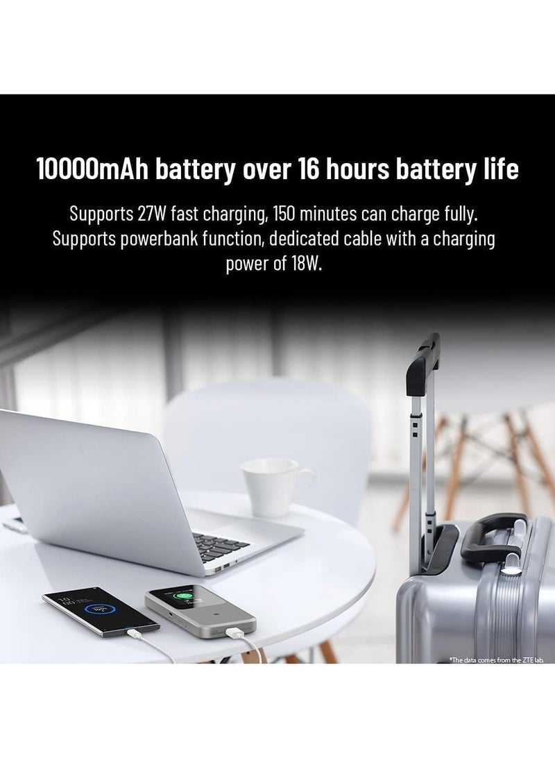 ZTE - U50 Pro 5G WiFi Mobile Hotspot Router, Unlock with SIM Card Slot WIFI 6 With10000mAh 3600Mbps NSA+SA grey - Image 1