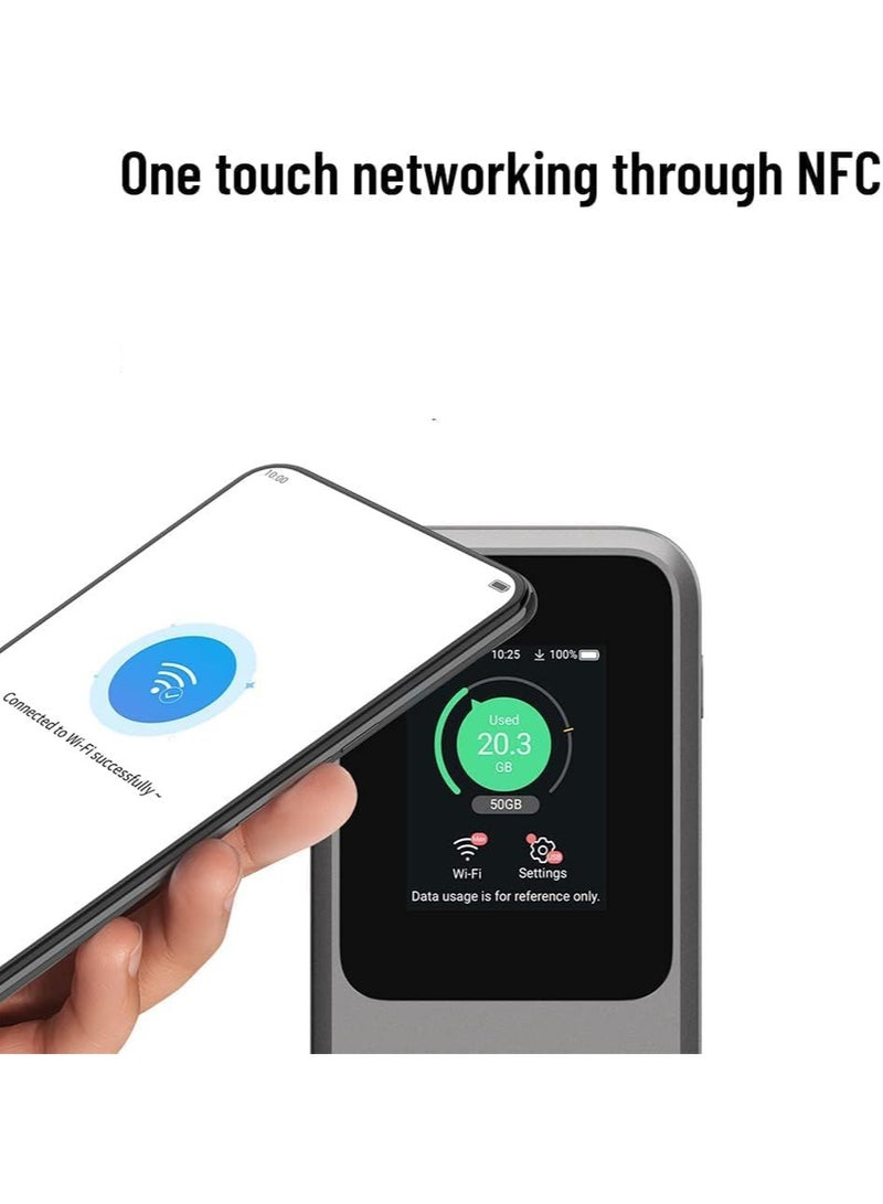 ZTE - U50 Pro 5G WiFi Mobile Hotspot Router, Unlock with SIM Card Slot WIFI 6 With10000mAh 3600Mbps NSA+SA grey - Image 1