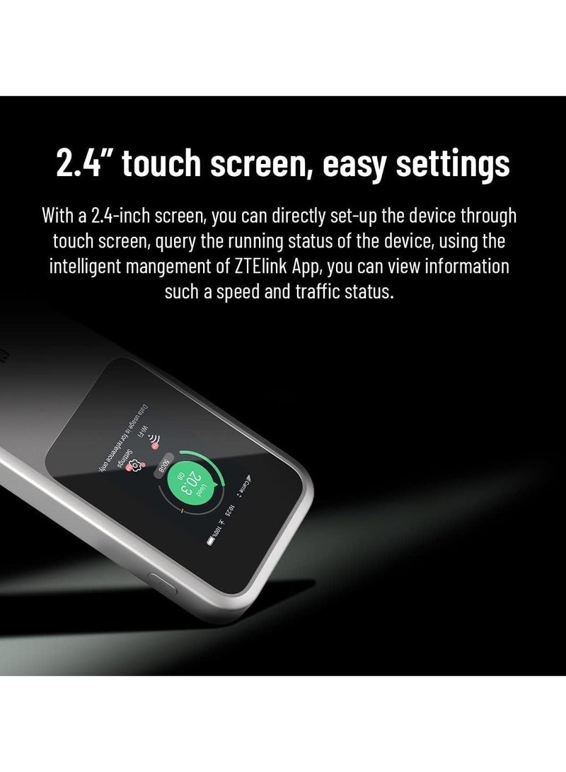 ZTE - U50 Pro 5G WiFi Mobile Hotspot Router, Unlock with SIM Card Slot WIFI 6 With10000mAh 3600Mbps NSA+SA grey - Image 1