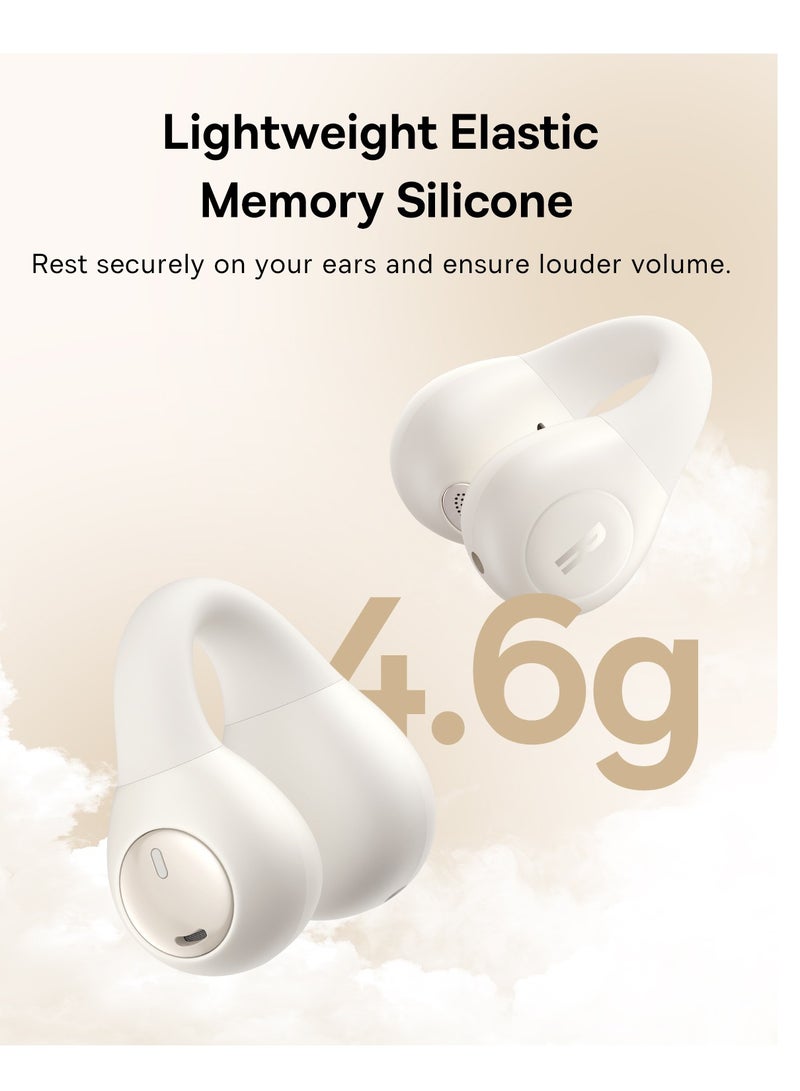 Baseus Bass 15 Clip Open-Ear True Wireless Earphones - Open-Ear Wireless Earbuds with Comfortable Clip Design - Powerful Bass Sound - Fast Charging via Type-C Cable - Elegant White Color - Baseus New Logo Edition WHITE  - Image 2