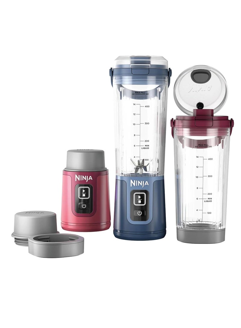 Ninja - Blast Portable Blender, Ninja Blending Power On-The-Go, Blast Through Frozen Fruit & Ice, 530ml | Pack of 2 530 ml 14 W CO155BCRB Red & Blue - Image 1