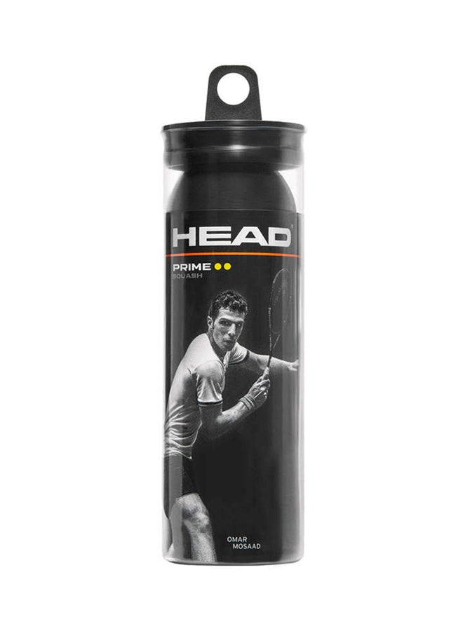 HEAD Prime Squash Ball | Pack Of 3 Balls | Double Yellow Dot 