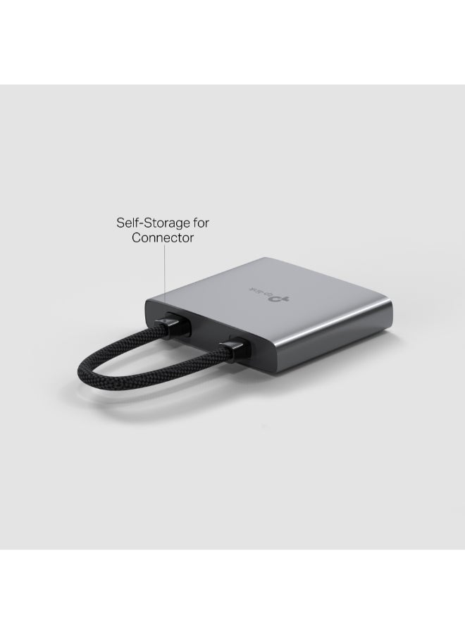 تي بي لينك USB Type-C 3 in 1 Hub|4K Ultra HD Media Display|Powerful 100W Fast Charging|5 Gbps SuperSpeed Data Transfer| Plug & Play|driver-free install with Mac OS, Windows 11/10/8.1/8/7, Linux OS, iPadOS, iOS, Android, Chrome OS, and Nintendo OS. Dark Gray - Image 4
