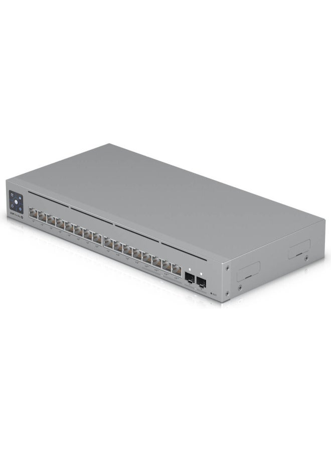 UBIQUITI Switch Pro Max 16 PoE Switch, 84 Gbps Switching Capacity, 64.496 Mpps Forwarding Rate, 1.3" Touch Display, 180W Total PoE Available, Ethernet In-Band, USW-Pro-Max-16-PoE (180W) Grey  - Image 5