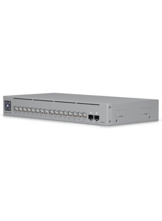 UBIQUITI Switch Pro Max 16 PoE Switch, 84 Gbps Switching Capacity, 64.496 Mpps Forwarding Rate, 1.3" Touch Display, 180W Total PoE Available, Ethernet In-Band, USW-Pro-Max-16-PoE (180W) Grey  - Image 2