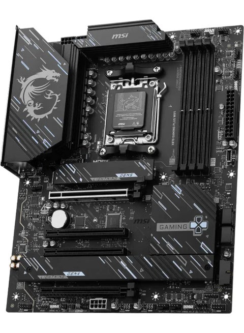 X870 GAMING PLUS WIFI Motherboard - AMD X870 Chipset, AM5 Socket, Supports AMD Ryzen™ 9000/8000/7000 Series, Up to 256GB DDR5 (8200-5600 MT/s), PCIe 5.0, 3x M.2, 4x SATA 6Gb/s, Wi-Fi 7, 5G LAN, Bluetooth 5.4, 4x USB 40Gbps Type-C, Realtek ALC897 Audio, RGB & EZ Debug LEDs | 911-7E47-005