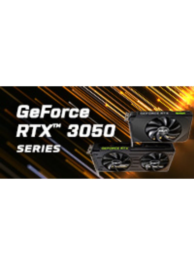Palit - GeForce RTX 3050 Dual 8GB GDDR6 Graphics Card, 128-bit Memory Interface, 1552 MHz Graphics Clock, 1777 MHz Boost Clock, 14 Gbps Memory Clock, 2560 CUDA Cores, PCI-E 4.0, HDMI 2.1, DP 1.4a, Dual-Link DVI, 7680x4320 Max Resolution, 115W Power, RGB Lighting, Ray Tracing, DLSS, VR Ready, G-SYNC, NVIDIA Ampere Architecture | NE63050018P1-1070D - Image 1