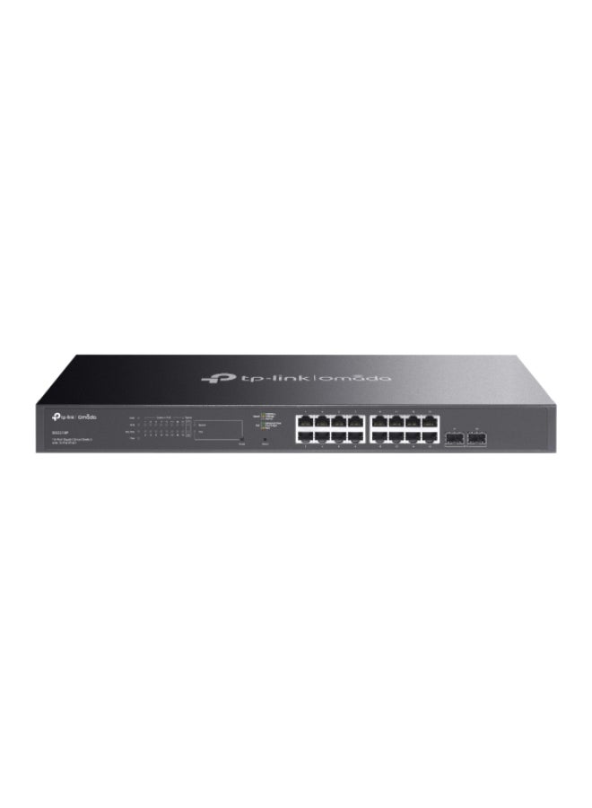TP-LINK - Omada SG2218P 18-Port Gigabit Smart Switch with 16 PoE+ Ports (802.3af/at), 2 SFP Slots, 150W PoE Budget (Up to 30W per Port), Cloud & Standalone Management, VLAN, ACL, QoS, IGMP Snooping, Static Routing, IPv6, Secure Management, Rackmountable Design | SG2218P Black - Image 1