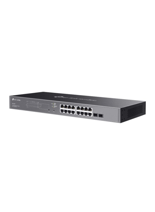 TP-LINK - Omada SG2218P 18-Port Gigabit Smart Switch with 16 PoE+ Ports (802.3af/at), 2 SFP Slots, 150W PoE Budget (Up to 30W per Port), Cloud & Standalone Management, VLAN, ACL, QoS, IGMP Snooping, Static Routing, IPv6, Secure Management, Rackmountable Design | SG2218P Black - Image 1