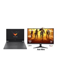 إتش بي Victus Gaming (Upgraded laptop) Laptop With 15.6 Inch Full HD(1920x1080) Display,Intel Core i5 13500H Processor/8GB RAM DDR4/512GB SSD/Windows 11/NVIDIA GeForce RTX 3050 Graphics+Curved Nitro Gaming Monitor English/Arabic Black  - Image 1