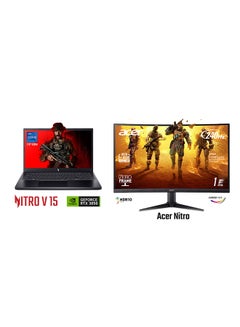 Acer Nitro V ANV15 Gaming Laptop With 15.6 Inch Full HD(1920x1080) IPS 144Hz Display, Core i7-13620H Processor/16GB DDR5 RAM/1TB SSD/6GB NVIDIA GeForce RTX 4050 Graphics/Windows 11 Home+Curved Nitro Gaming Monitor/ English/Arabic Black  - Image 1