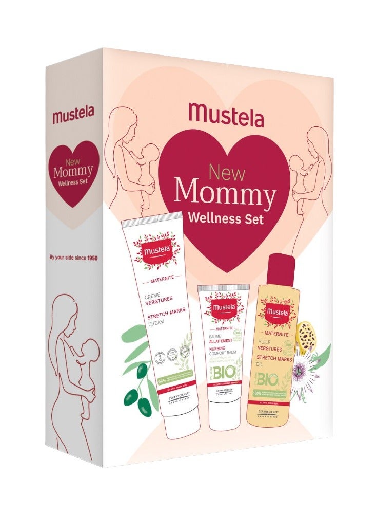 Mustela Mommy Wellness Skin Care Gift Set - 3-In-1 Stretch Marks Cream 150 ML, Organic Nursing Comfort Balm 30 ML, Stretch Marks Oil 105 ML  - Image 2