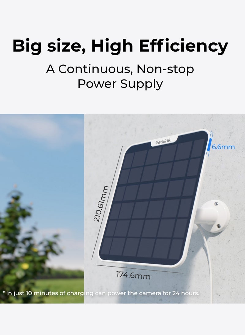 ريولينك مزود طاقة لوح شمسي 6 واط لكاميرا الأمان الخارجية اللاسلكية مثل Reolink Altas PT Ultra، Argus Eco، قاعدة قابلة للتعديل 360°، كابل بطول 4 أمتار - Image 3