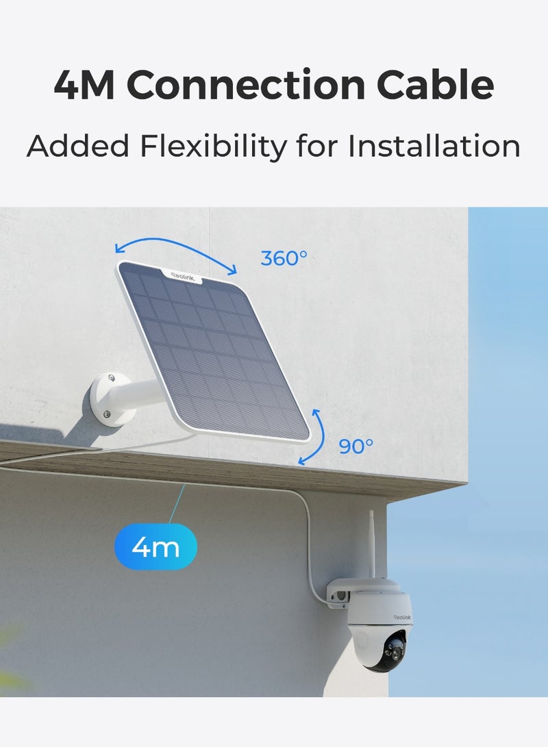 ريولينك مزود طاقة لوح شمسي 6 واط لكاميرا الأمان الخارجية اللاسلكية مثل Reolink Altas PT Ultra، Argus Eco، قاعدة قابلة للتعديل 360°، كابل بطول 4 أمتار - Image 4