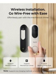 reolink 2K Battery Doorbell Camera Wireless, Video Doorbell Camera with Head-to-Foot View, People/Vehicle/Package Recognition, 2.4/5GHz WiFi, 2-Way Audio, Local Storage  - Image 5
