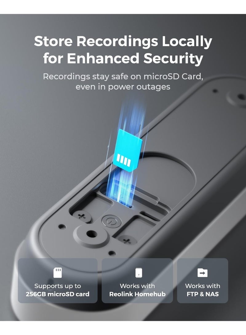 reolink - 2K Battery Doorbell Camera Wireless, Video Doorbell Camera with Head-to-Foot View, People/Vehicle/Package Recognition, 2.4/5GHz WiFi, 2-Way Audio, Local Storage - Image 1