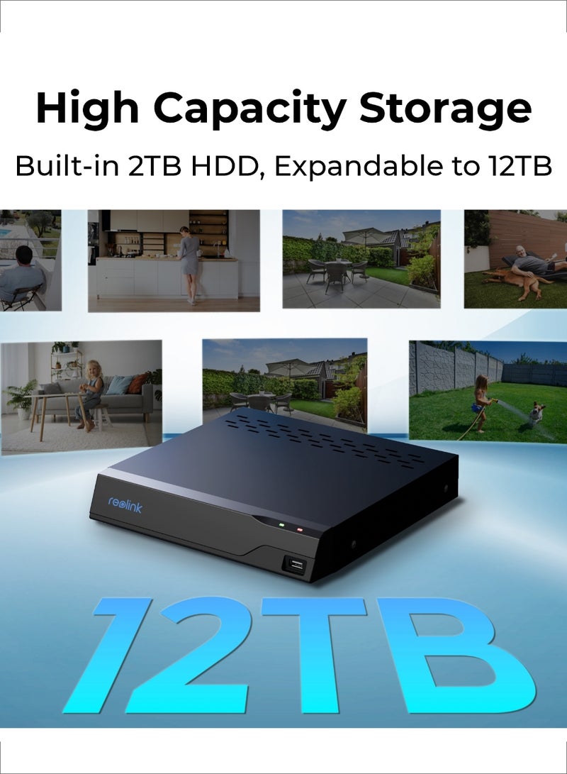 ريولينك مسجل فيديو شبكي 8 قنوات لنظام كاميرات الأمان المنزلية، تسجيل 24/7 على قرص صلب سعة 2 تيرابايت مثبت مسبقًا، يعمل مع كاميرا IP عبر PoE، NVS8 - Image 3