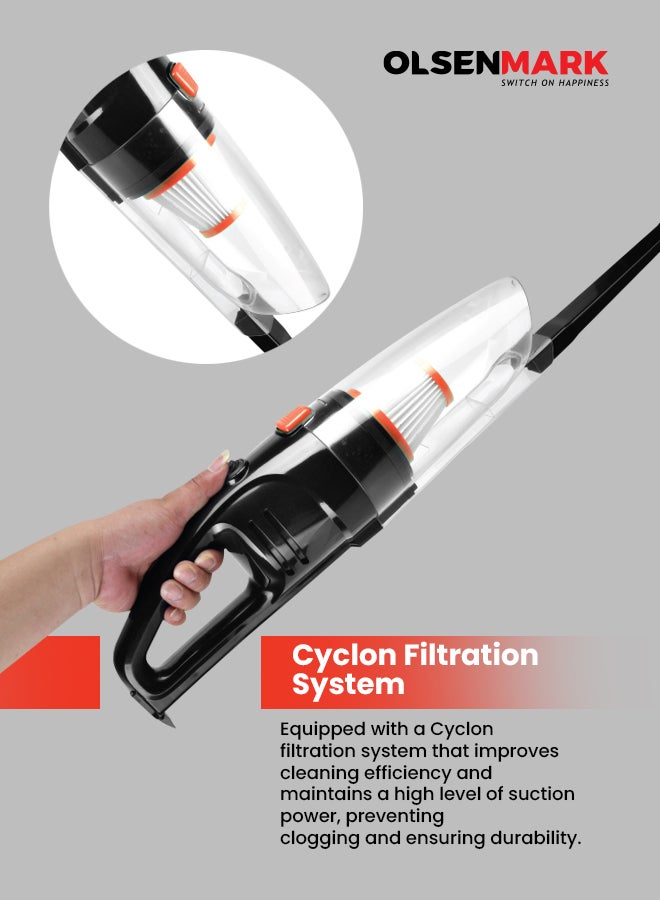 أولسنمارك 2-In-1 Handheld & Stick Vacuum Cleaner – 1L Dust Tank, Cyclone Filter, Easy & Powerful Clean 1 L 600 W OMVC1919 Black  - Image 4