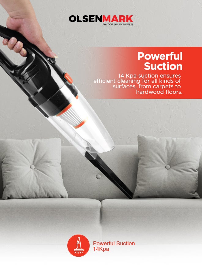 أولسنمارك 2-In-1 Handheld & Stick Vacuum Cleaner – 1L Dust Tank, Cyclone Filter, Easy & Powerful Clean 1 L 600 W OMVC1919 Black  - Image 2