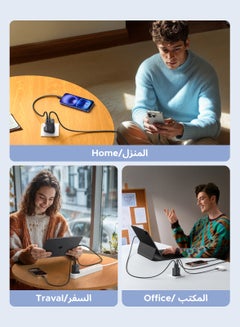 يو جرين 30W 2C1A GaN Charger Type C USB C Adapter USB Wall Plug Fast iPhone Charger Multi Ports Charger Portable Compatible With iPhone 16 Series Galaxy 25 24 Series iPad Pro Air Mini Apple Watch  Xiaomi Huawei - Black  - Image 5