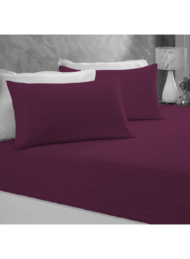 ARISTOCRAT 3 Pieces Stripe Fitted Sheet Set - 200x200+17cm Microfiber Purple 200x200+17cm  - Image 5