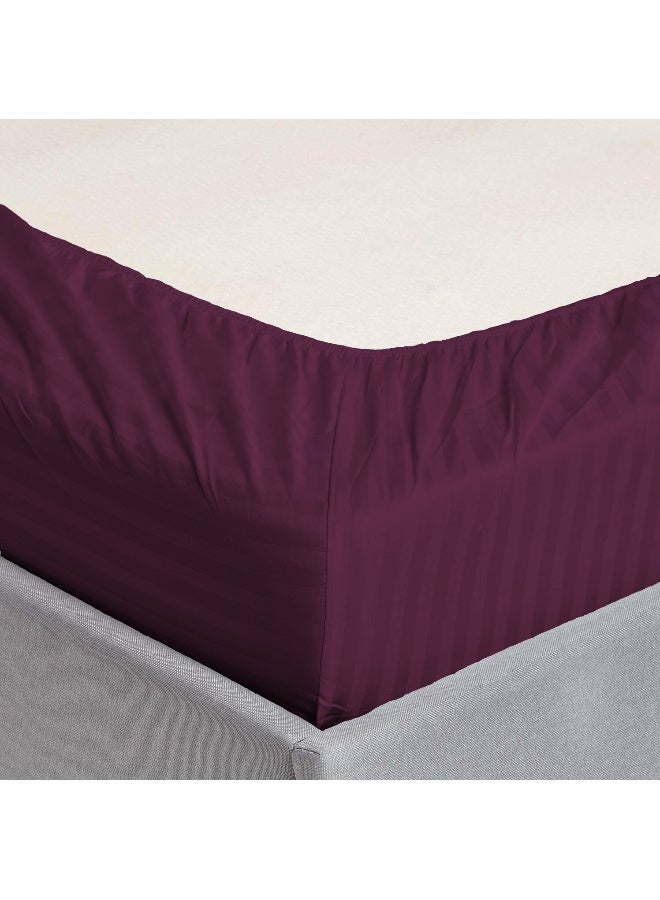 ARISTOCRAT 3 Pieces Stripe Fitted Sheet Set - 200x200+17cm Microfiber Purple 200x200+17cm  - Image 3