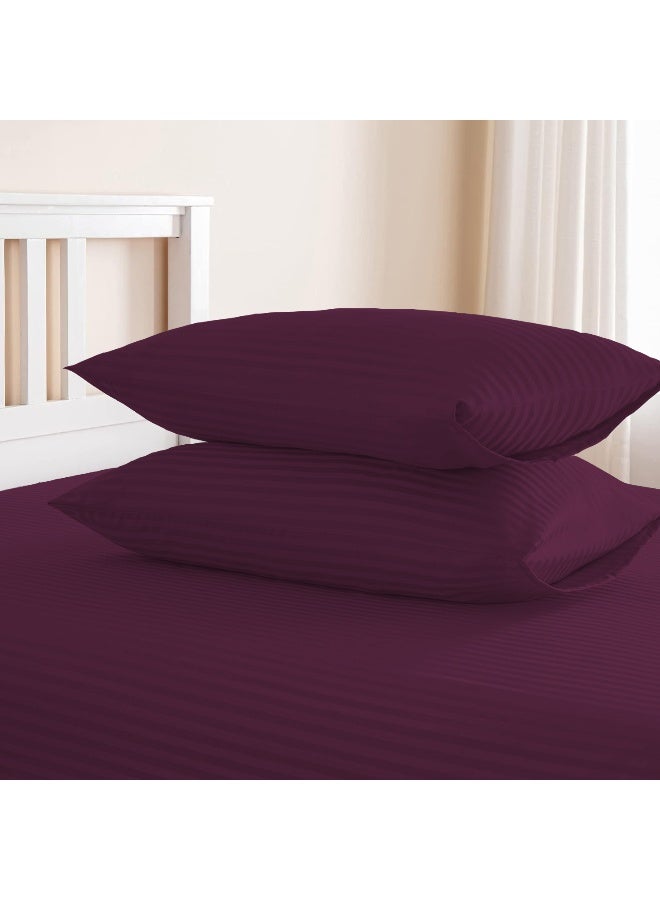 ARISTOCRAT 3 Pieces Stripe Fitted Sheet Set - 200x200+17cm Microfiber Purple 200x200+17cm  - Image 4