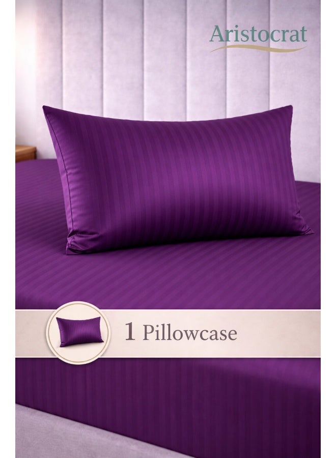 ARISTOCRAT 2-Piece Striped Microfiber Fitted Sheet Set Single 90x200cm – Soft Elastic Deep Pocket 17cm Bedsheet with 1 Pillowcase 50x70cm, Purple Microfiber Purple Single - Image 4