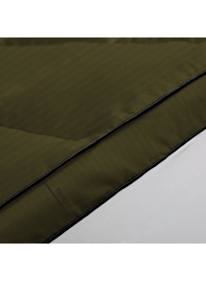 ARISTOCRAT Soft Material Stripe Mattress Topper - 900GSM (Olive,100x200+10cm) Microfiber Olive 100x200cm  - Image 5