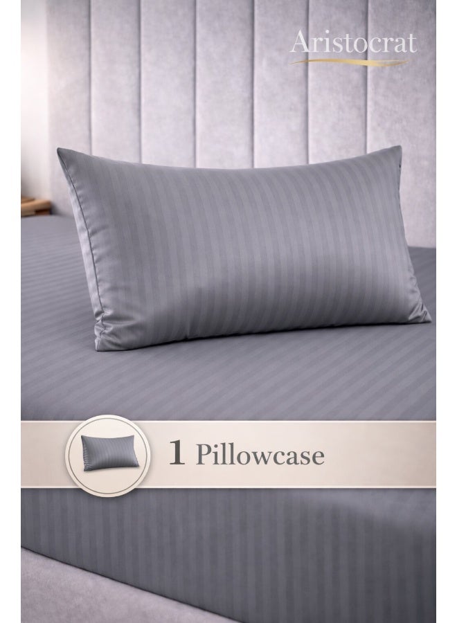 ARISTOCRAT 2-Piece Striped Microfiber Fitted Sheet Set Single 90x200cm – Soft Elastic Deep Pocket 17cm Bedsheet with 1 Pillowcase 50x70cm, Grey Microfiber Grey Single - Image 4