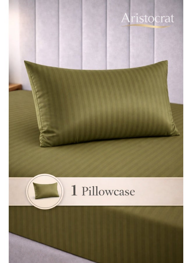 ARISTOCRAT 2-Piece Striped Microfiber Fitted Sheet Set Single 90x200cm – Soft Elastic Deep Pocket 17cm Bedsheet with 1 Pillowcase 50x70cm, Olive Microfiber Olive Single - Image 4