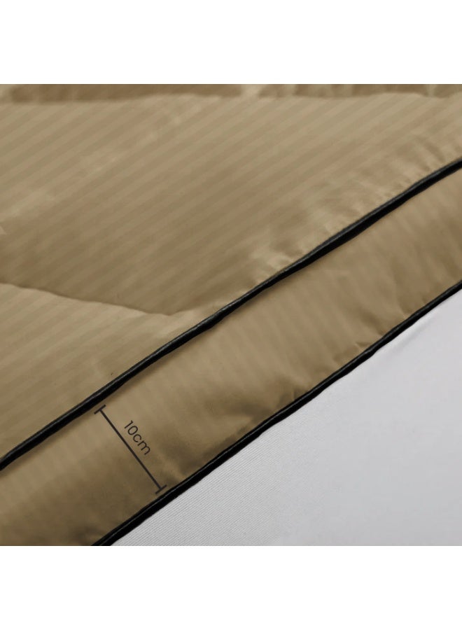 ARISTOCRAT Soft Material Stripe Mattress Topper - 900GSM (Beige,180x200+10cm) Microfiber Beige 180x200cm  - Image 5