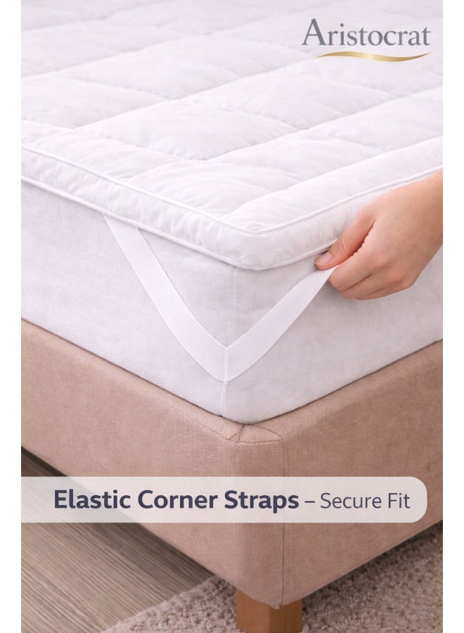 أرستوكرات واقي مرتبة مخطط من مادة ناعمة - 900GSM (أبيض، 100x200+10 سم) - Image 4