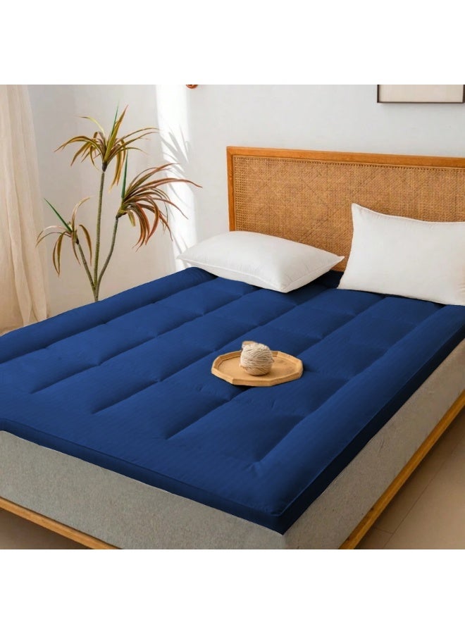 ARISTOCRAT Premium Mattress Topper with 2.5- Inch Thickness (120x200cm) Blue Microfiber Blue 120x200cm  - Image 3