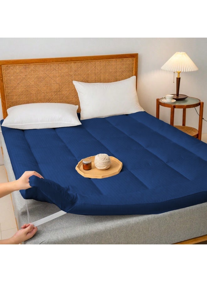 ARISTOCRAT Premium Mattress Topper with 2.5- Inch Thickness (120x200cm) Blue Microfiber Blue 120x200cm  - Image 2