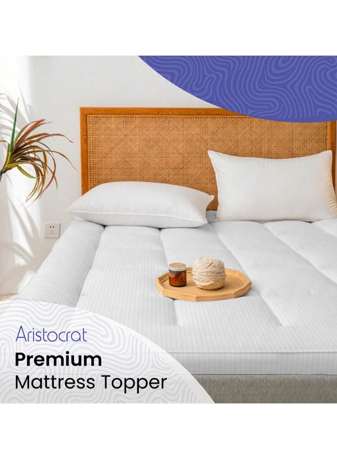 ARISTOCRAT Premium Mattress Topper with 2.5- Inch Thickness (120x200cm) White Microfiber White 120x200cm  - Image 1