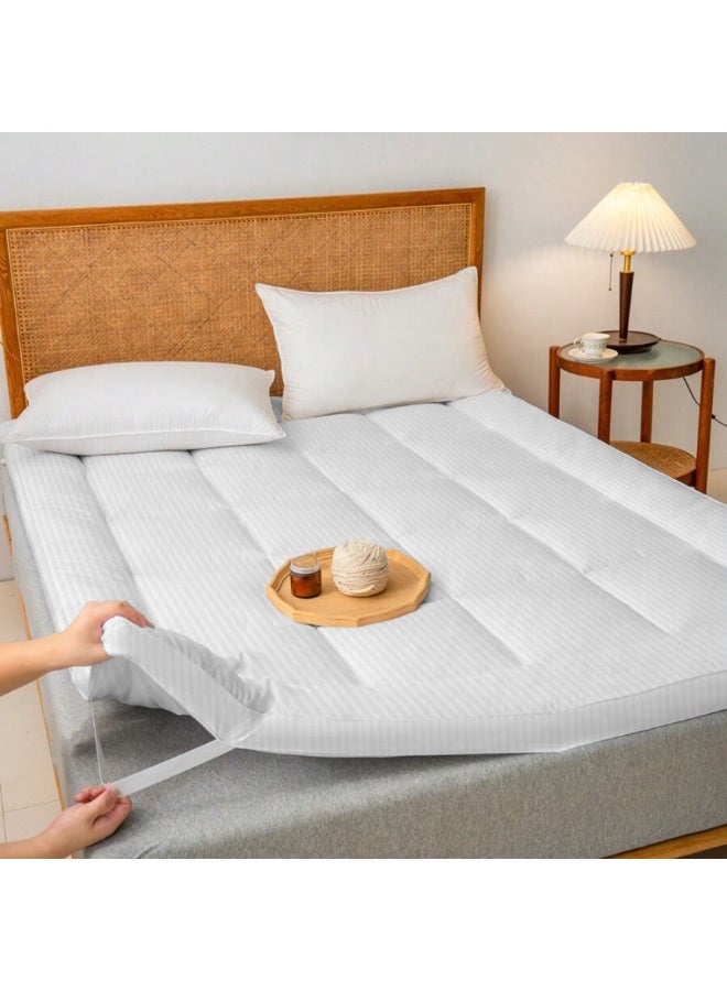 ARISTOCRAT Premium Mattress Topper with 2.5- Inch Thickness (120x200cm) White Microfiber White 120x200cm  - Image 2