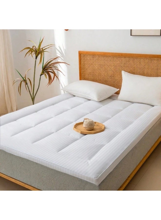 ARISTOCRAT Premium Mattress Topper with 2.5- Inch Thickness (120x200cm) White Microfiber White 120x200cm  - Image 3